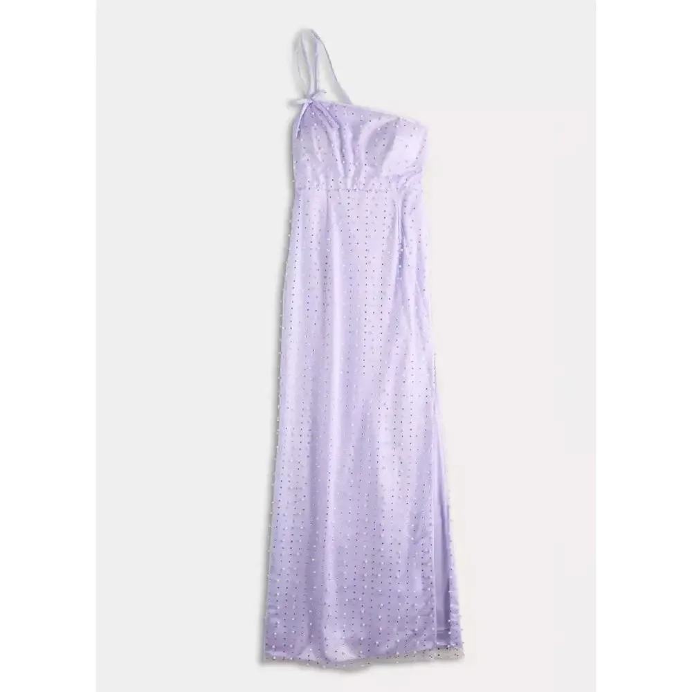 NWT Juniors' Violet Weekend Pearl Embellished One Shoulder Gown sz 7/8